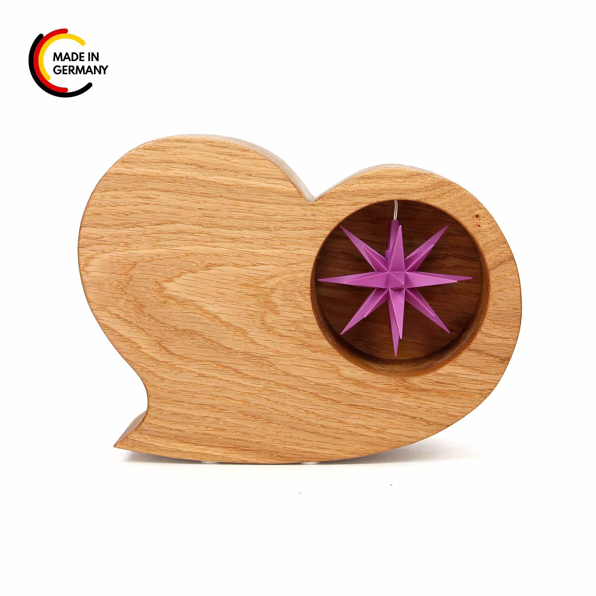 Holzherz mit Original Herrnhuter Miniaturstern Sonderedition 2025 violett