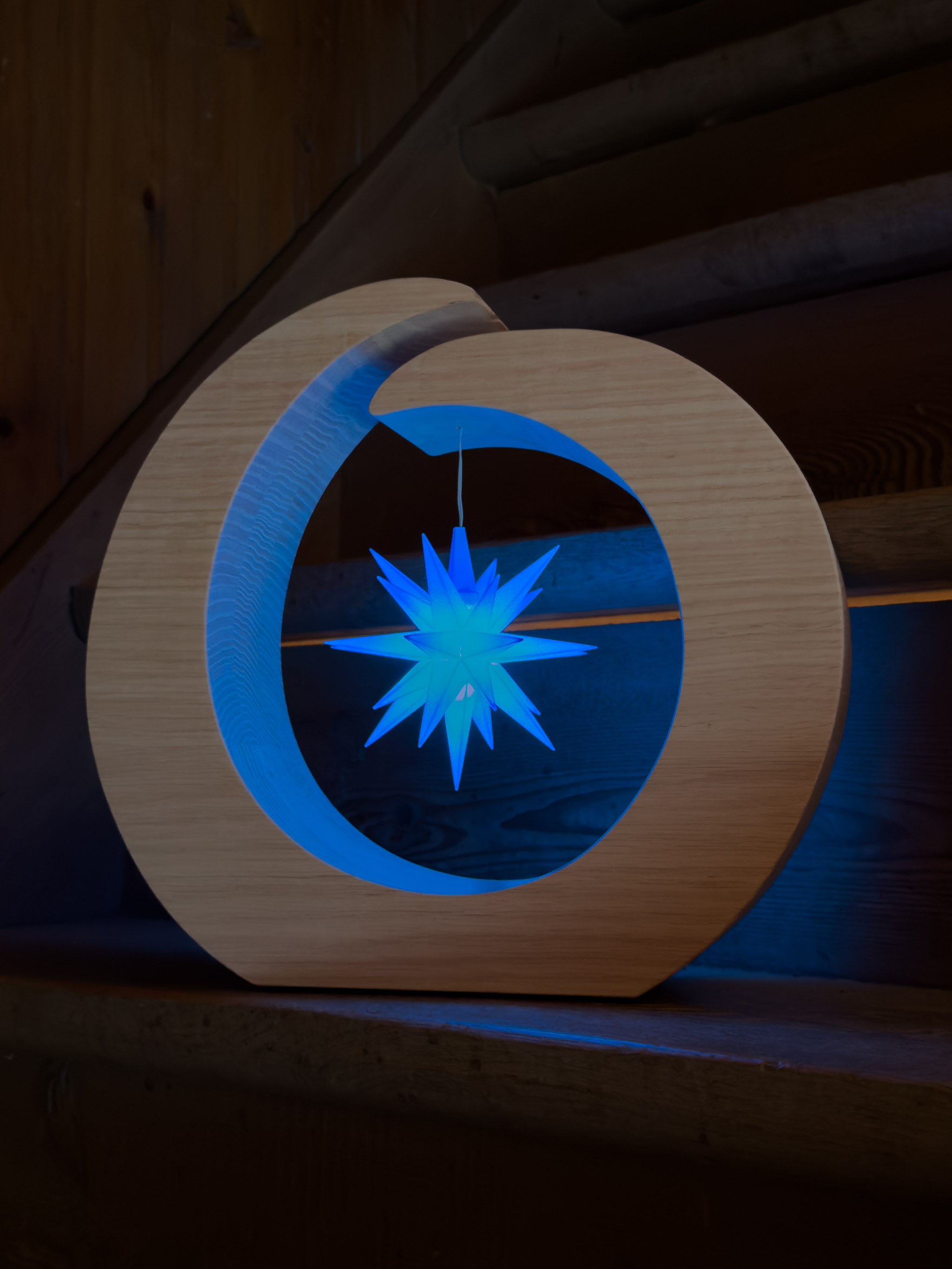 Holzring mit Original Herrnhuter Stern A1e