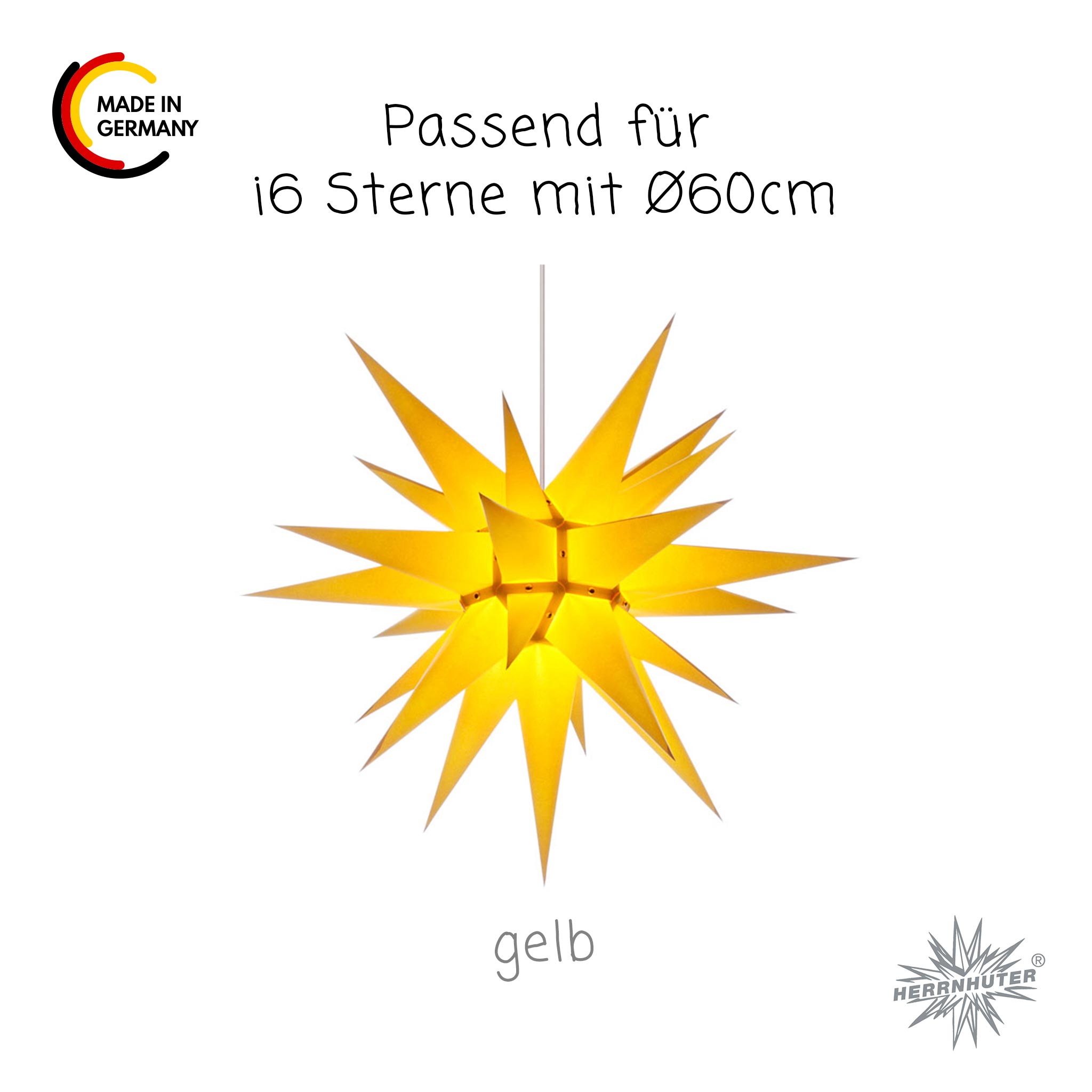 Original Herrnhuter Ersatzzacken für Papiersterne i6 Ø60cm dreieck gelb