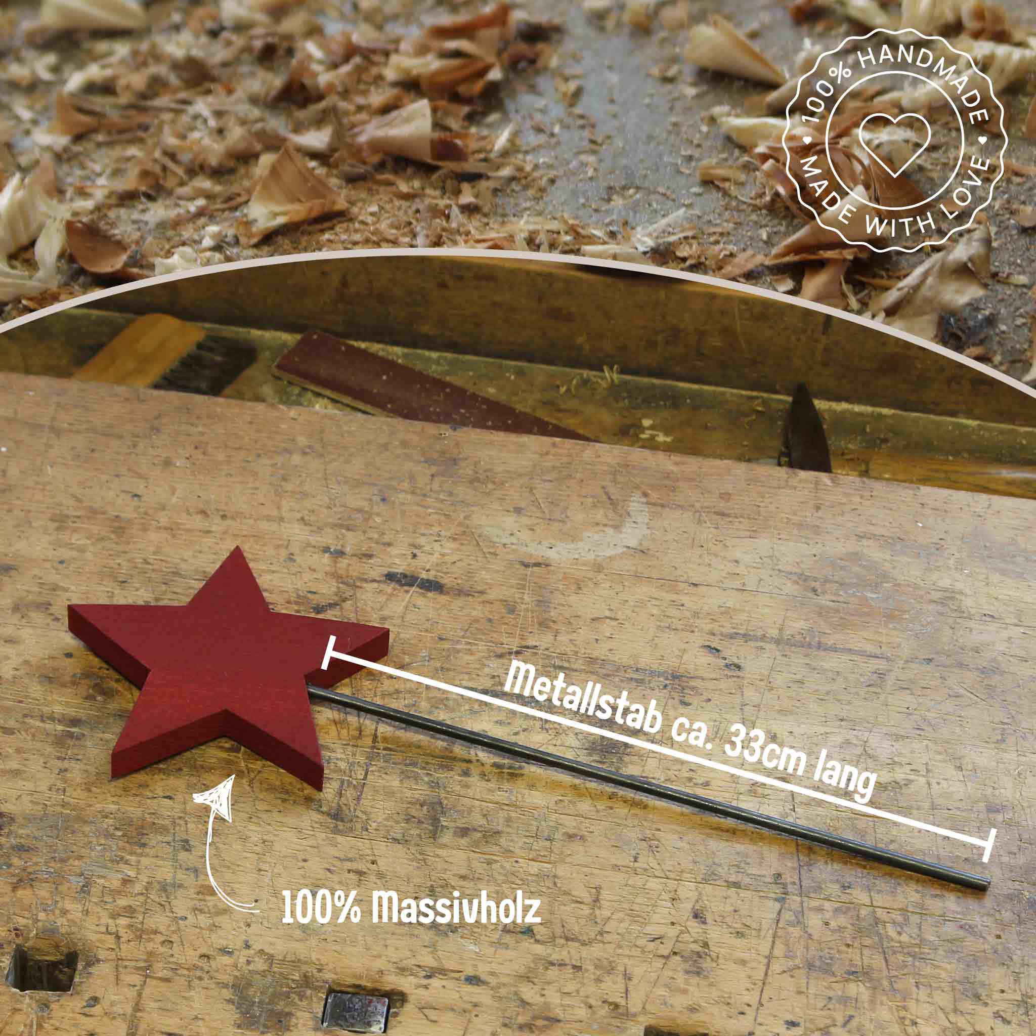 Gartenstecker Stern aus Holz – Handarbeit für draußen