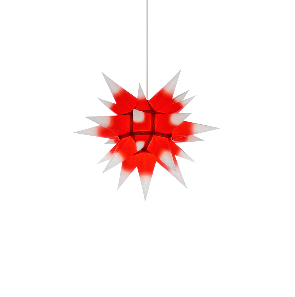Original Herrnhuter Stern für innen i4 (40 cm), roter Kern / weiße Spitzen