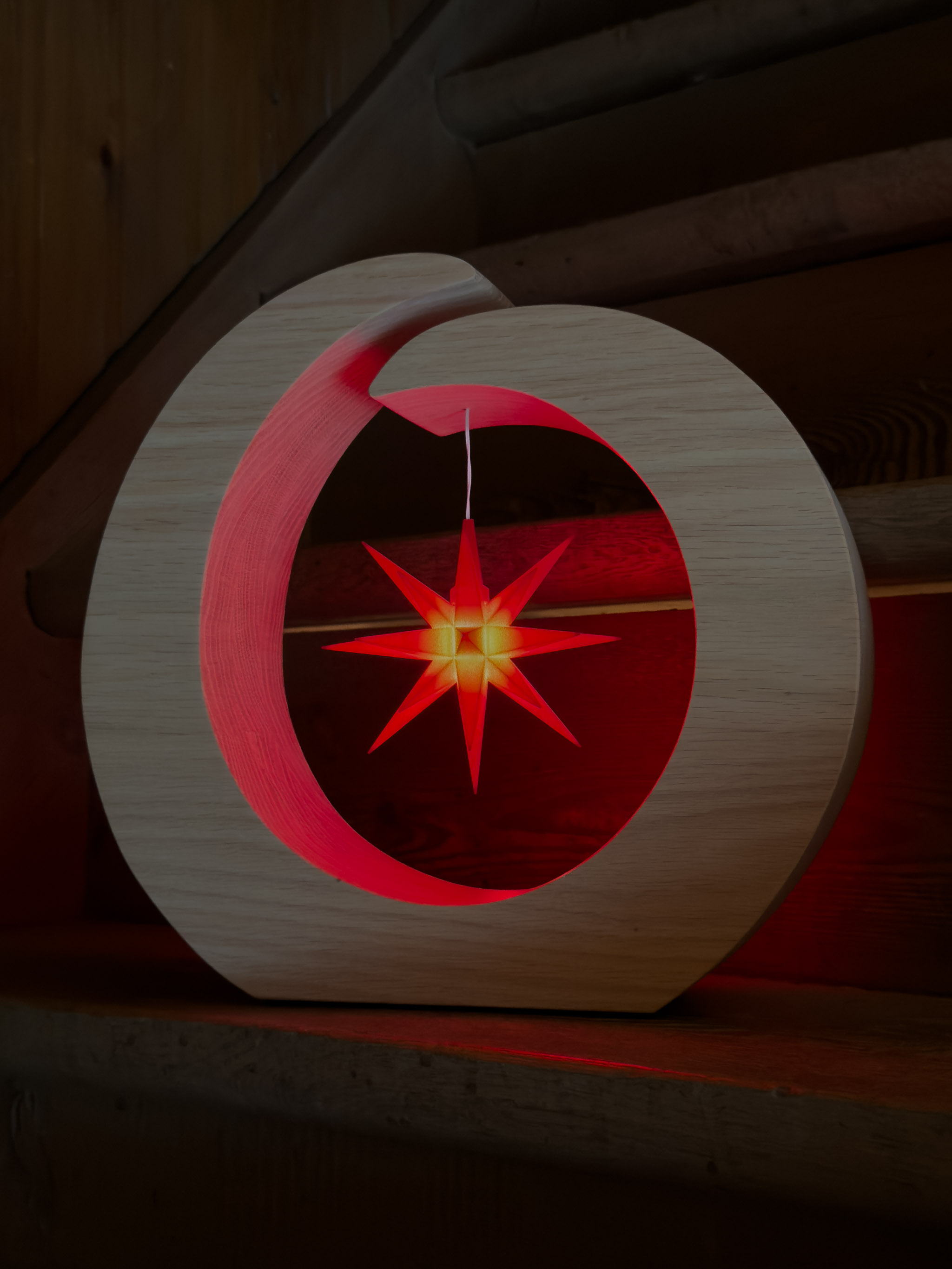 Holzring mit Original Herrnhuter Stern A1e