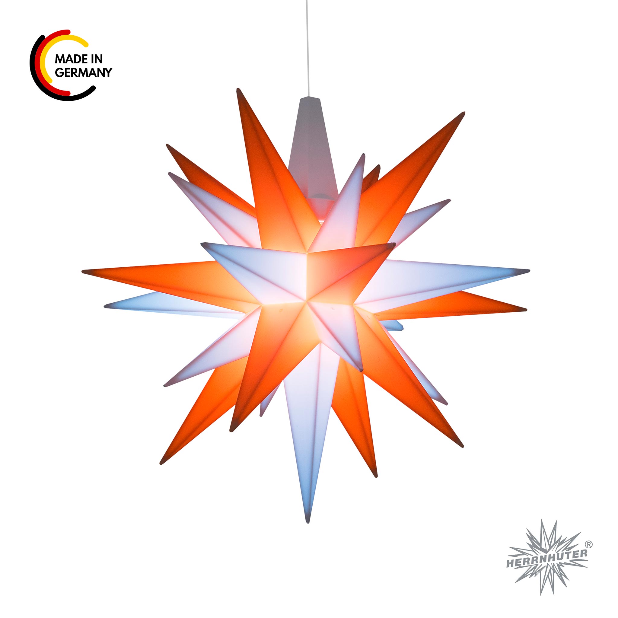 Original Herrnhuter Adventskalender 2023 weiß/orange