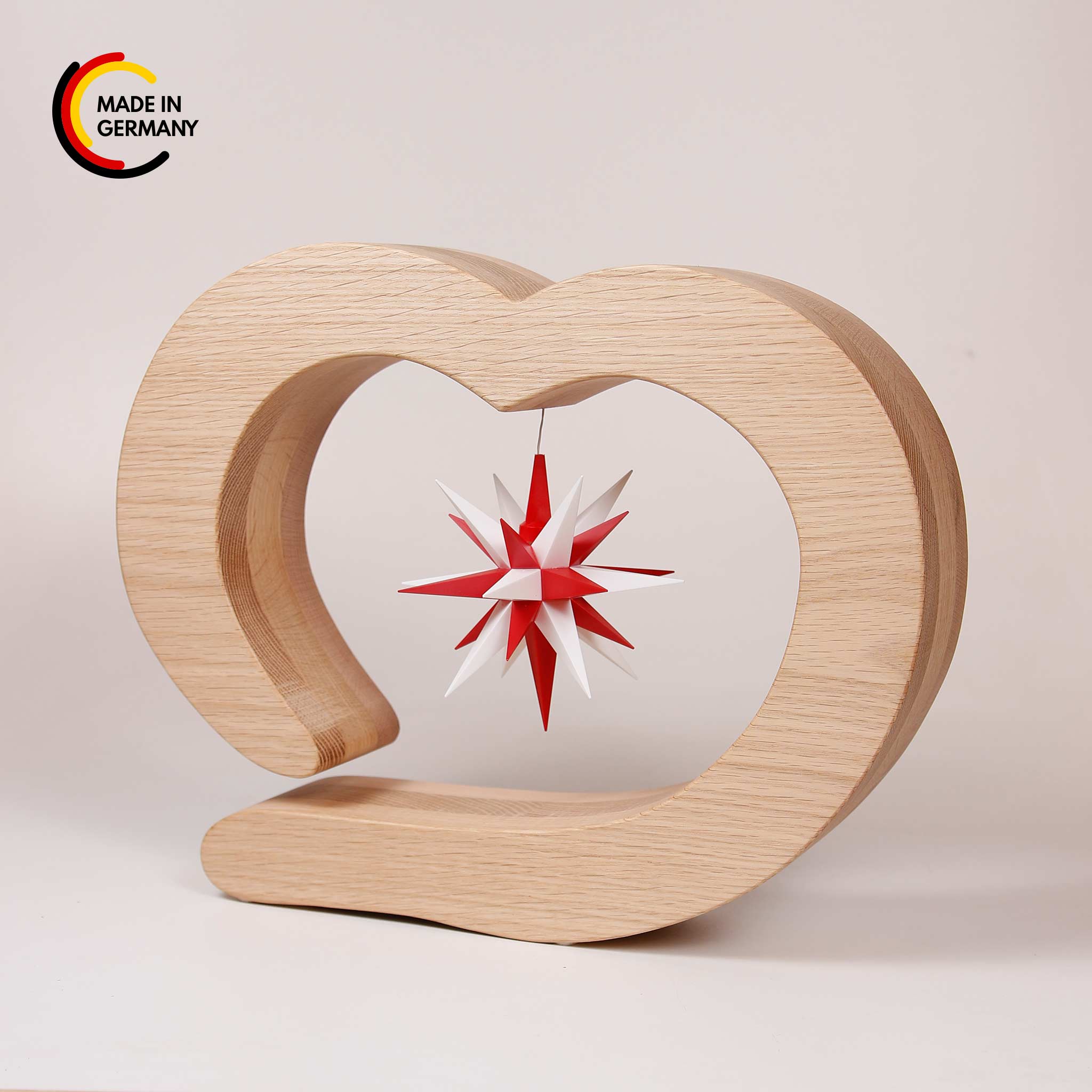 Holzherz mit Original Herrnhuter Stern A1e