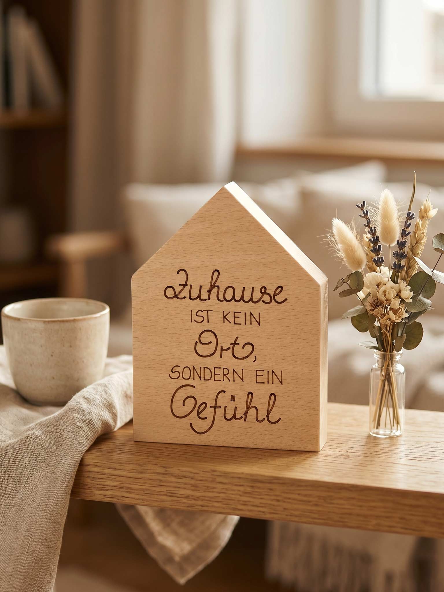 Holzhaus mit Spruch – Deko & Geschenkidee