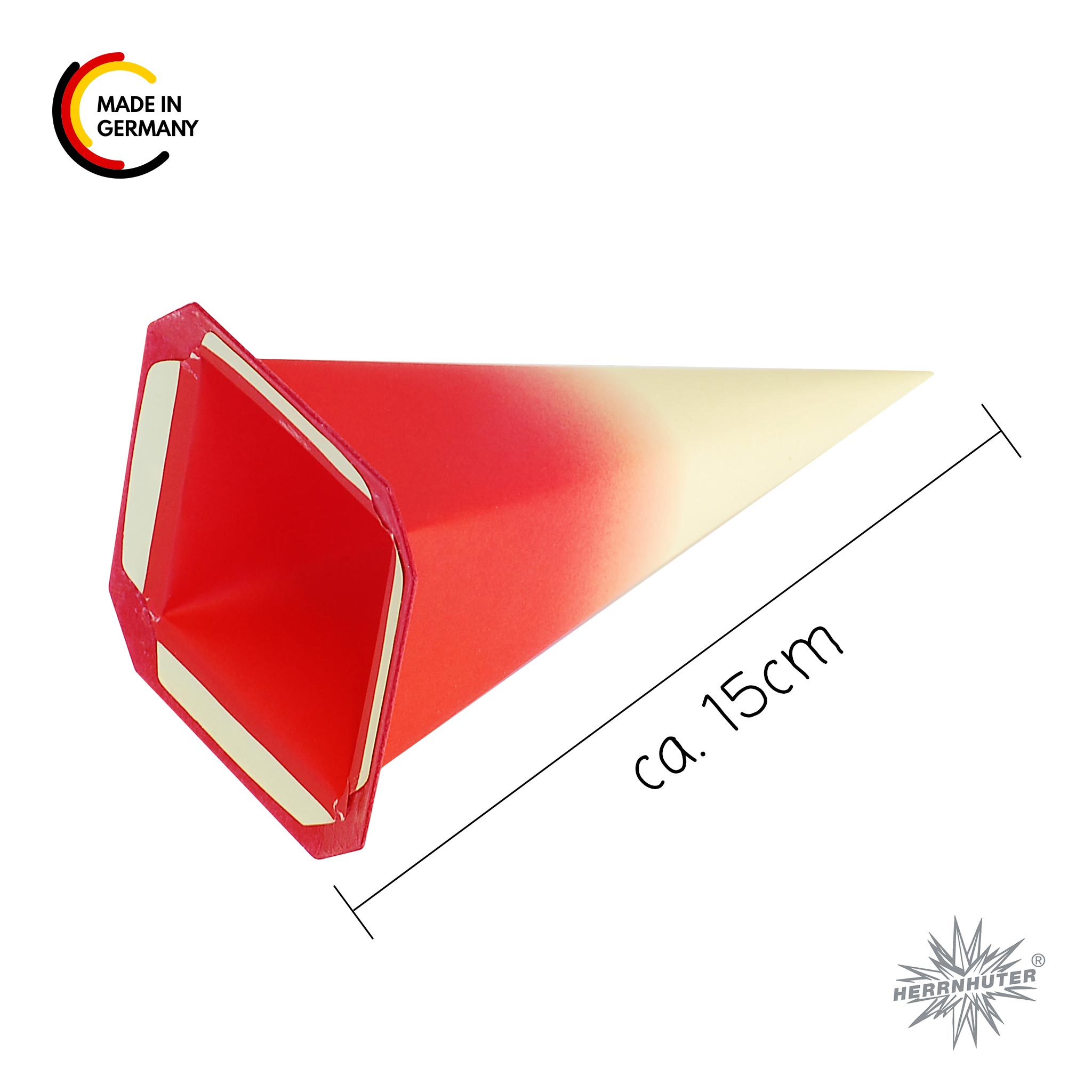 Original Herrnhuter Ersatzzacken für Papiersterne i4 Ø40cm viereck roter Kern/gelbe Spitze