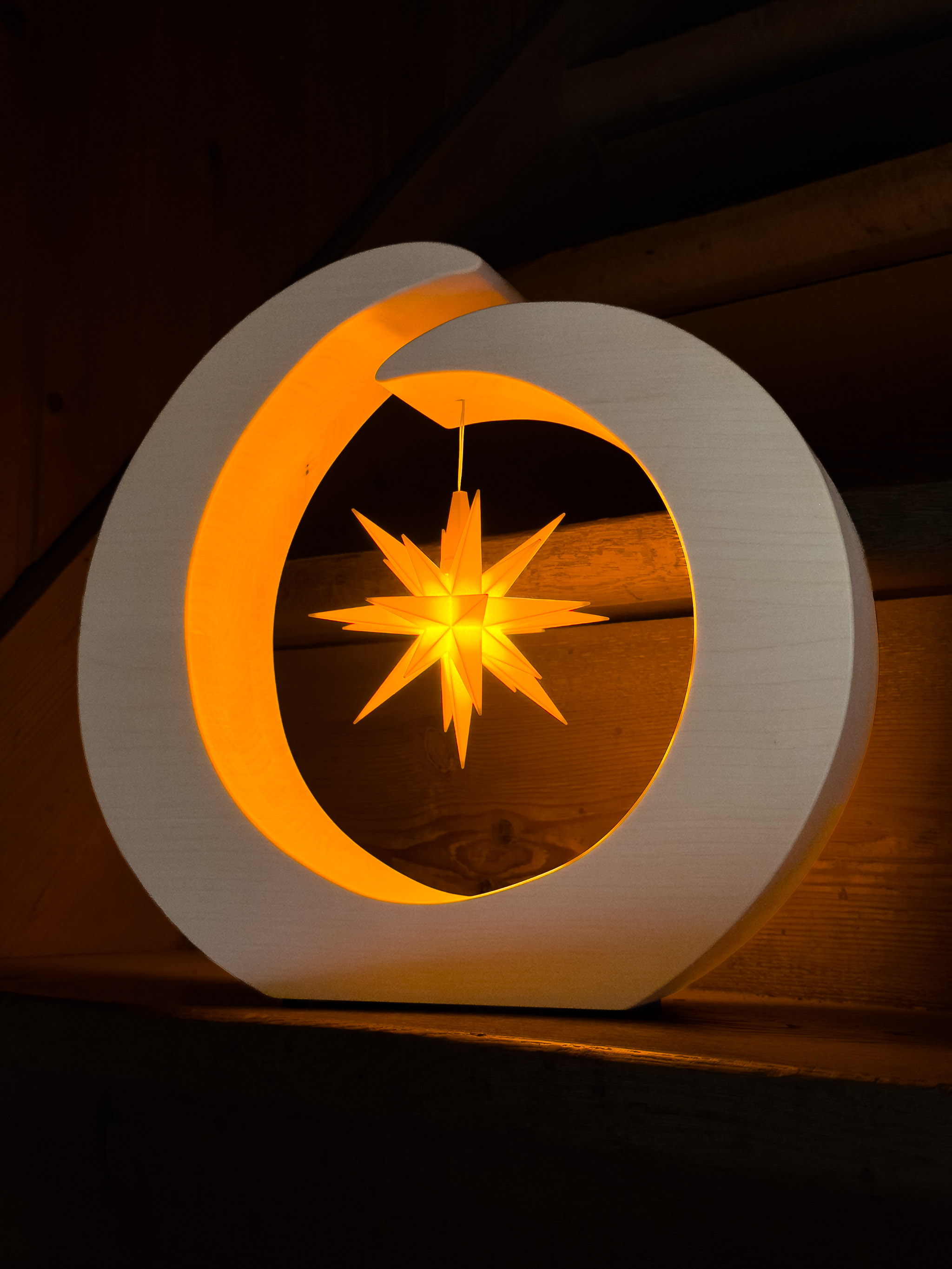 Holzring mit Original Herrnhuter Stern A1e