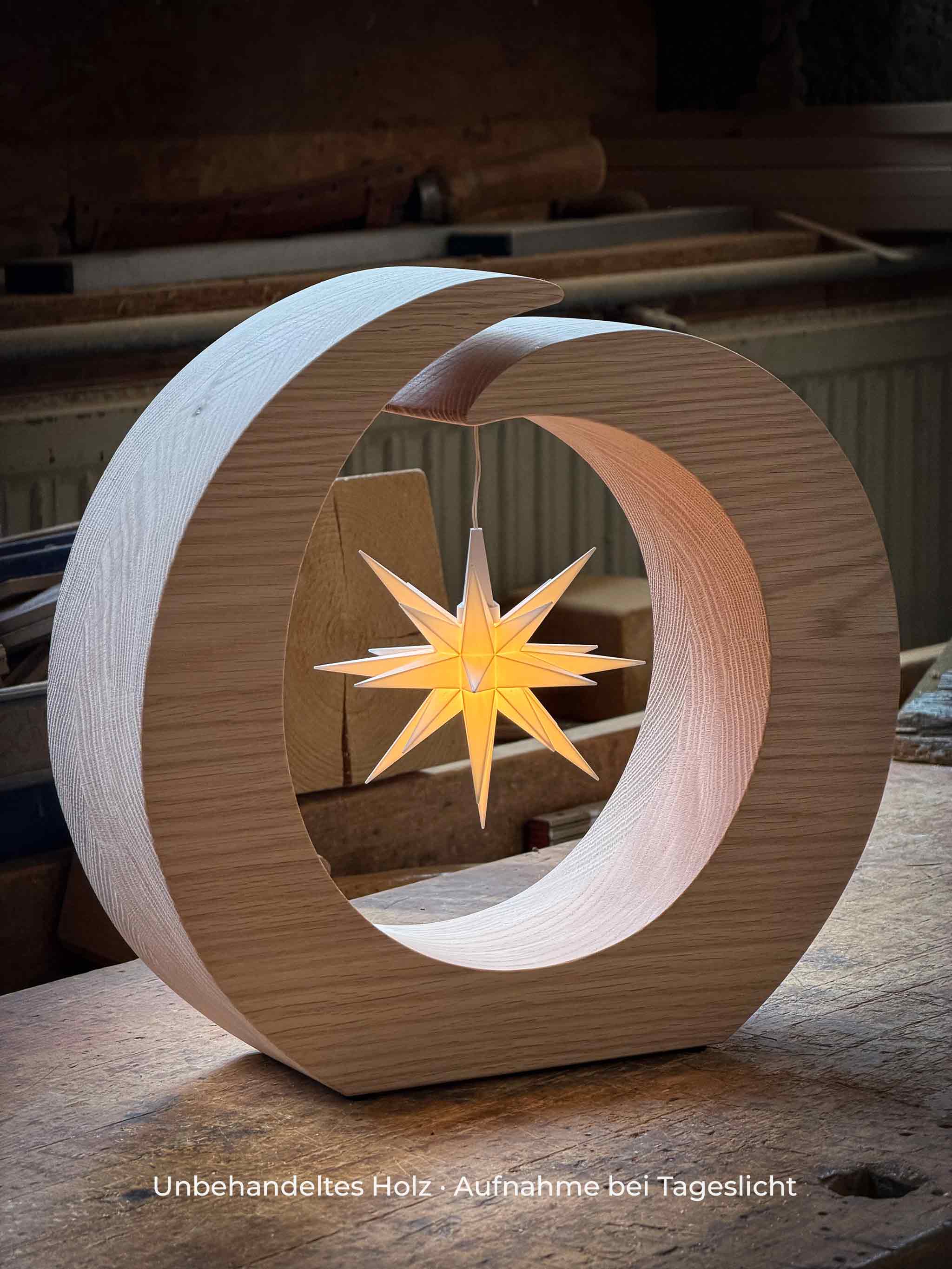 Holzring mit Original Herrnhuter Stern A1e