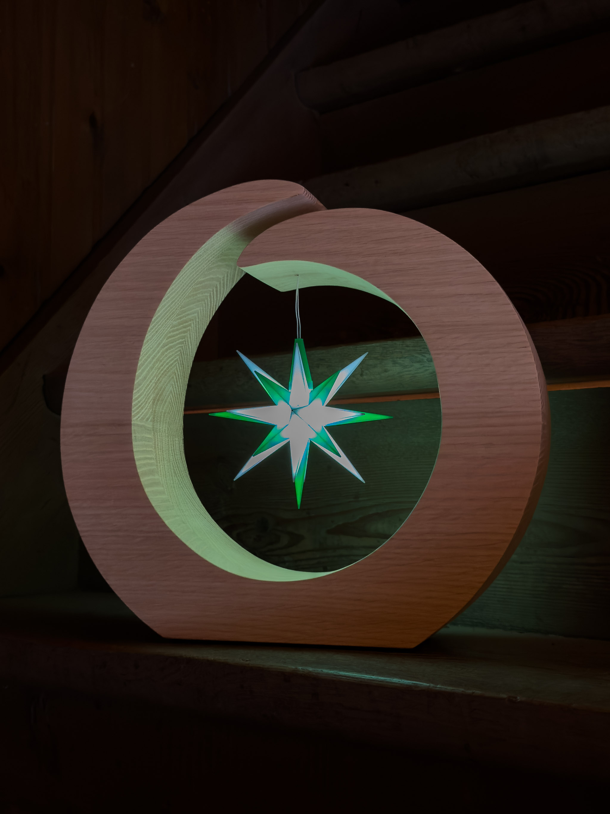 Holzring mit Original Herrnhuter Stern A1e