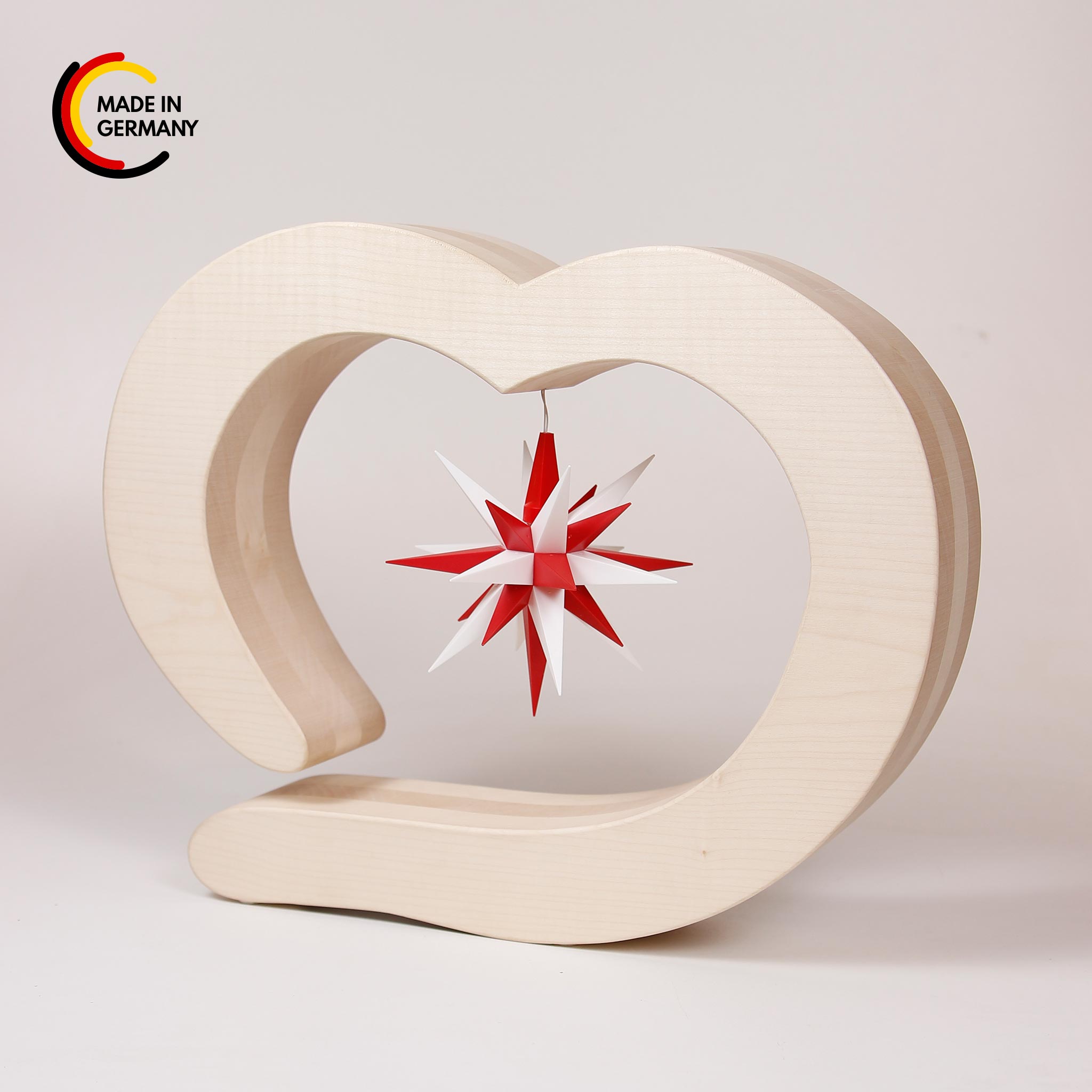 Holzherz mit Original Herrnhuter Stern A1e