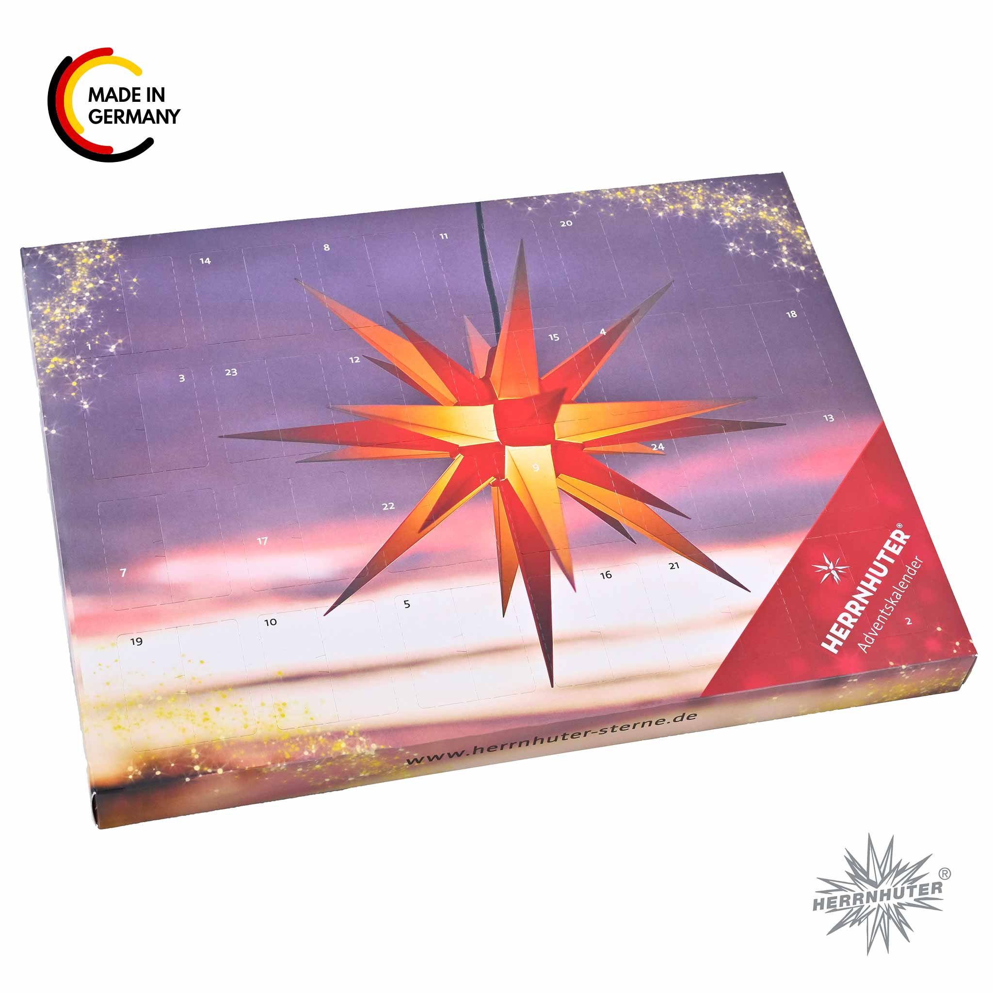 Original Herrnhuter Adventskalender 2023 weiß/orange