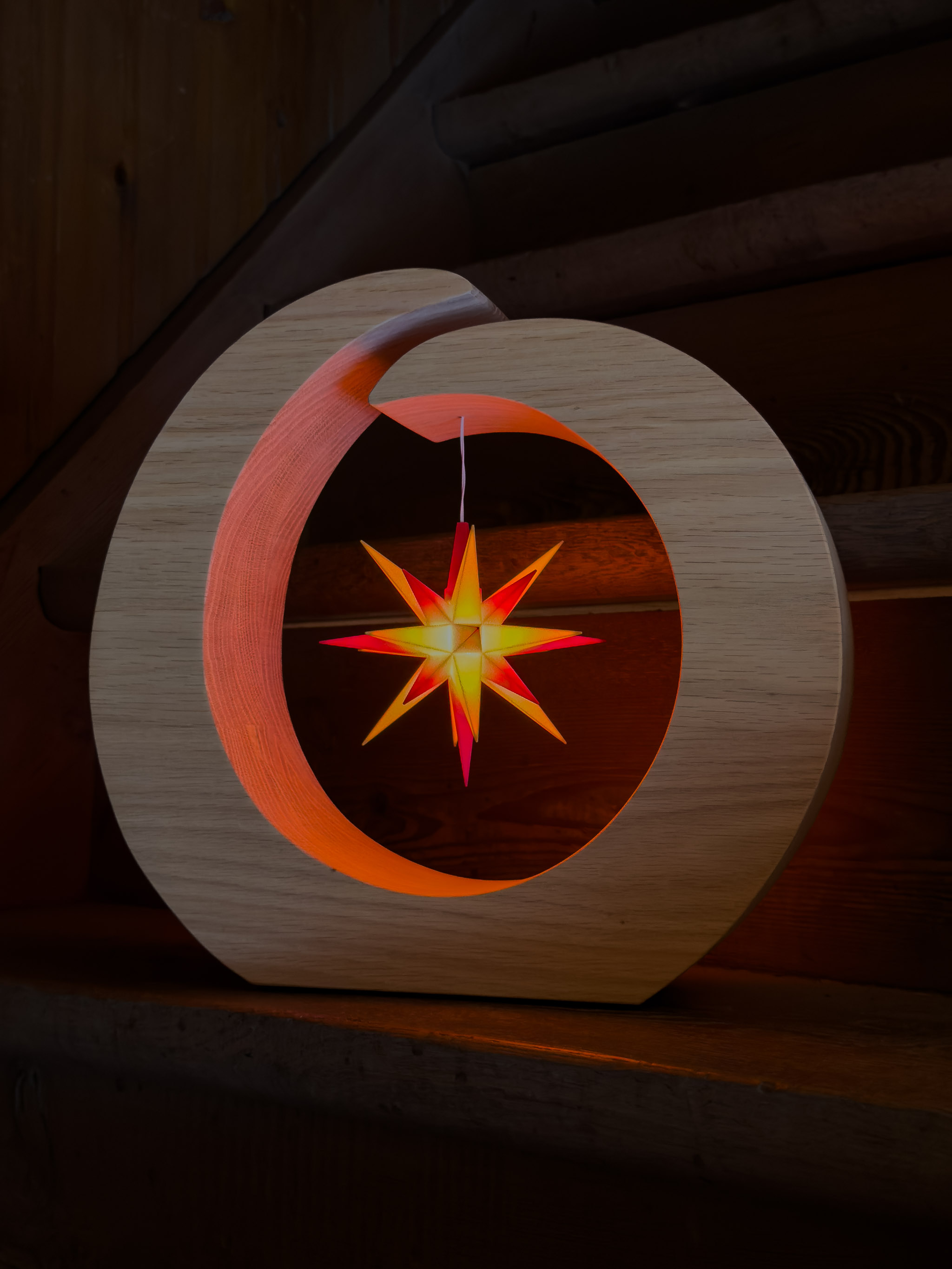 Holzring mit Original Herrnhuter Stern A1e