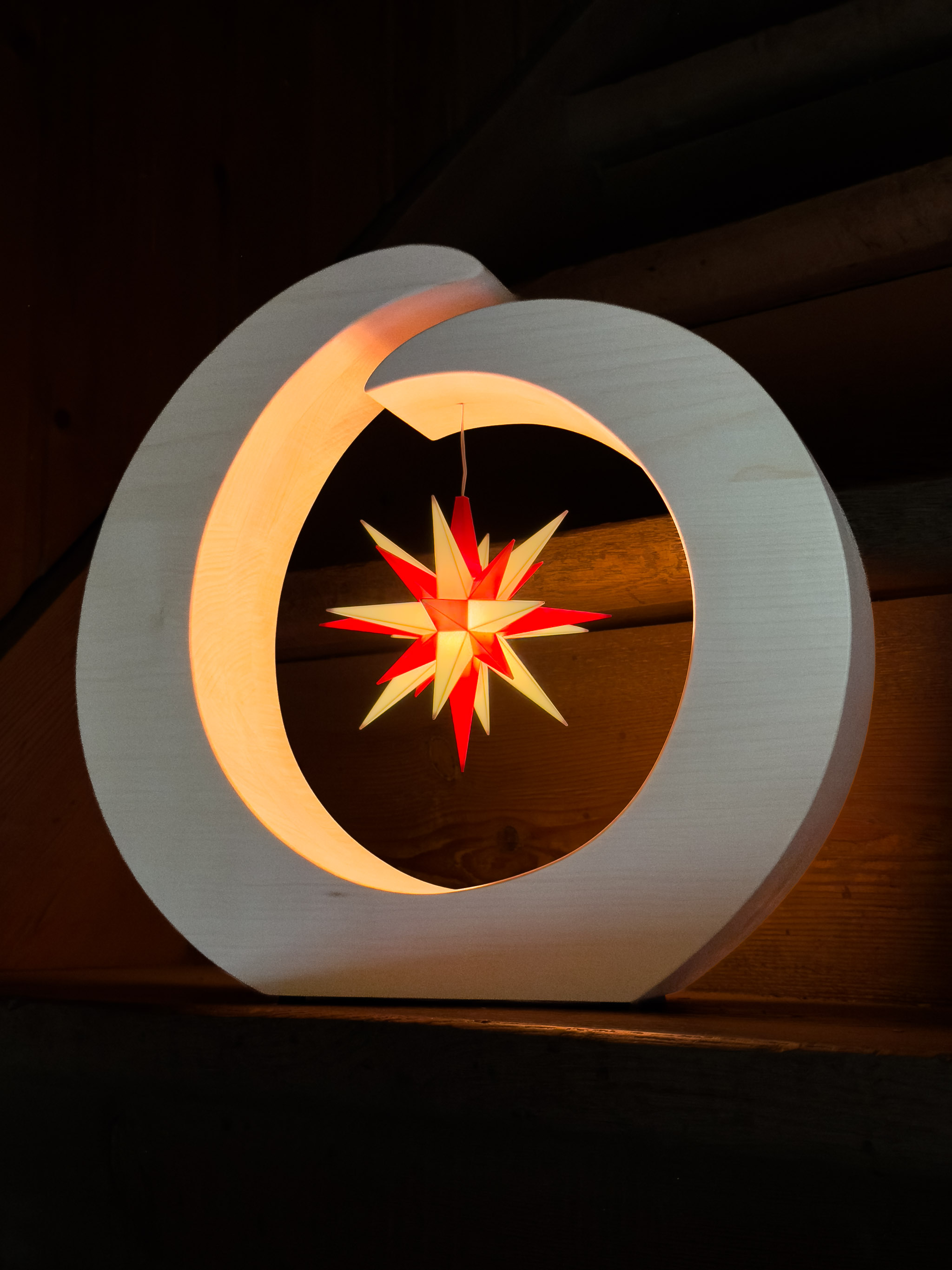 Holzring mit Original Herrnhuter Stern A1e
