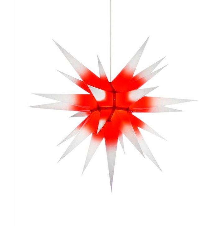 Original Herrnhuter Stern für innen i6 (60 cm), roter Kern / weiße Spitzen