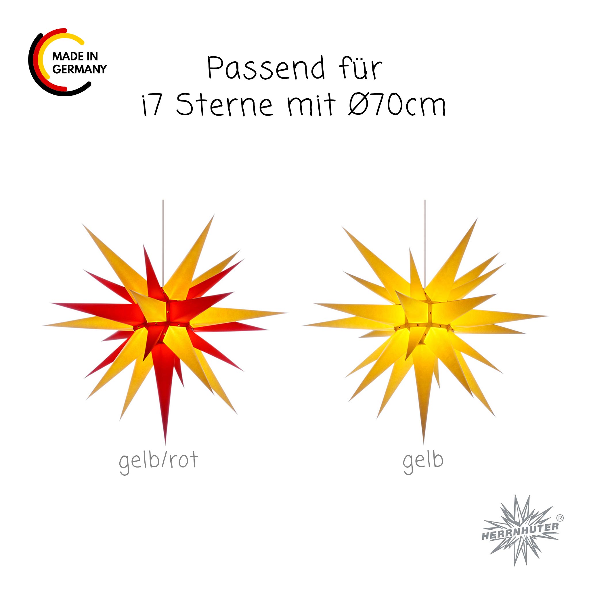 Original Herrnhuter Ersatzzacken für Papiersterne i7 Ø70cm viereck gelb